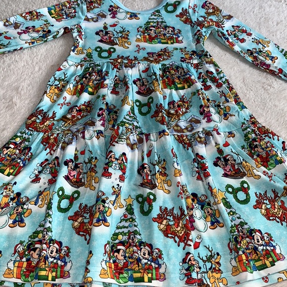 NWT Showstoppers Disney Christmas Bamboo Twirl Dress 4T Mickey Minnie Mouse - Picture 6 of 8